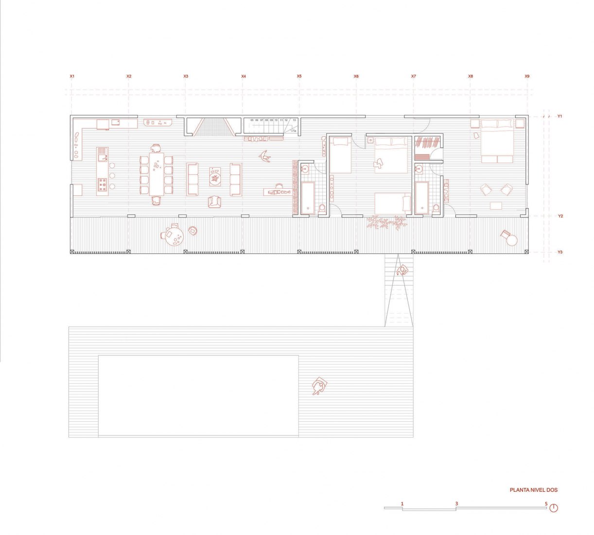 First floor plan. The Black House by Fabiola Pineda and Luciano Riquelme, RR&PZ.