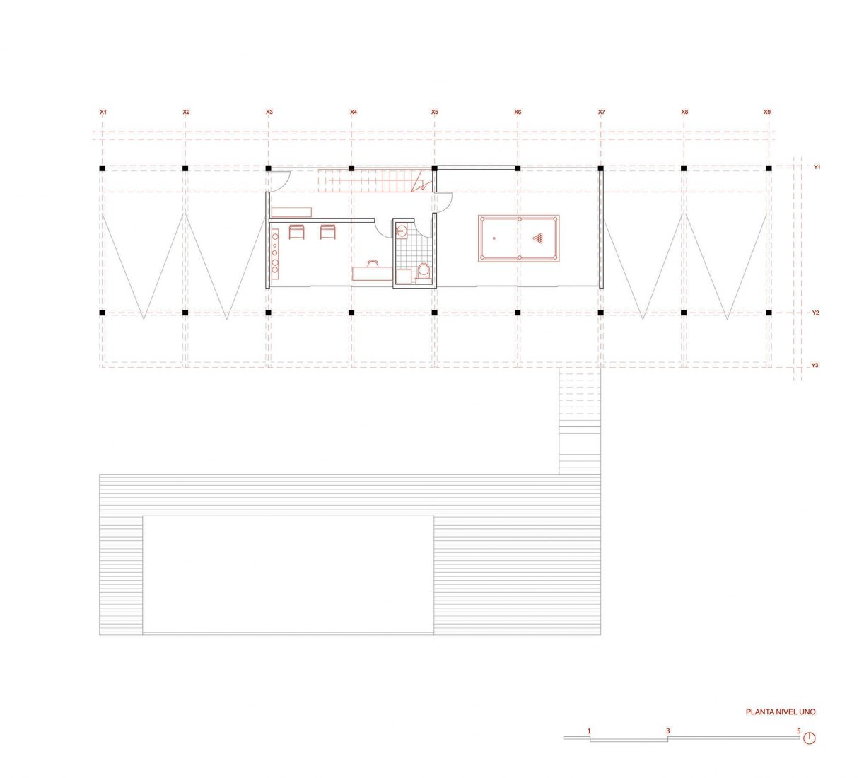 Ground floor plan. The Black House by Fabiola Pineda and Luciano Riquelme, RR&PZ.