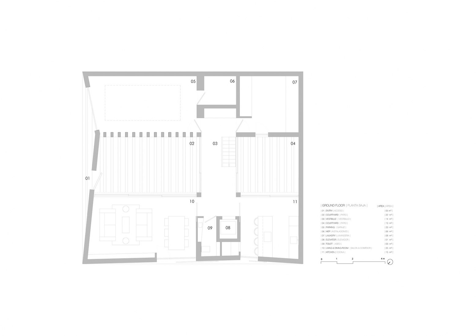 Ground floor plan. Lopera House by David Ruiz Molina. 
