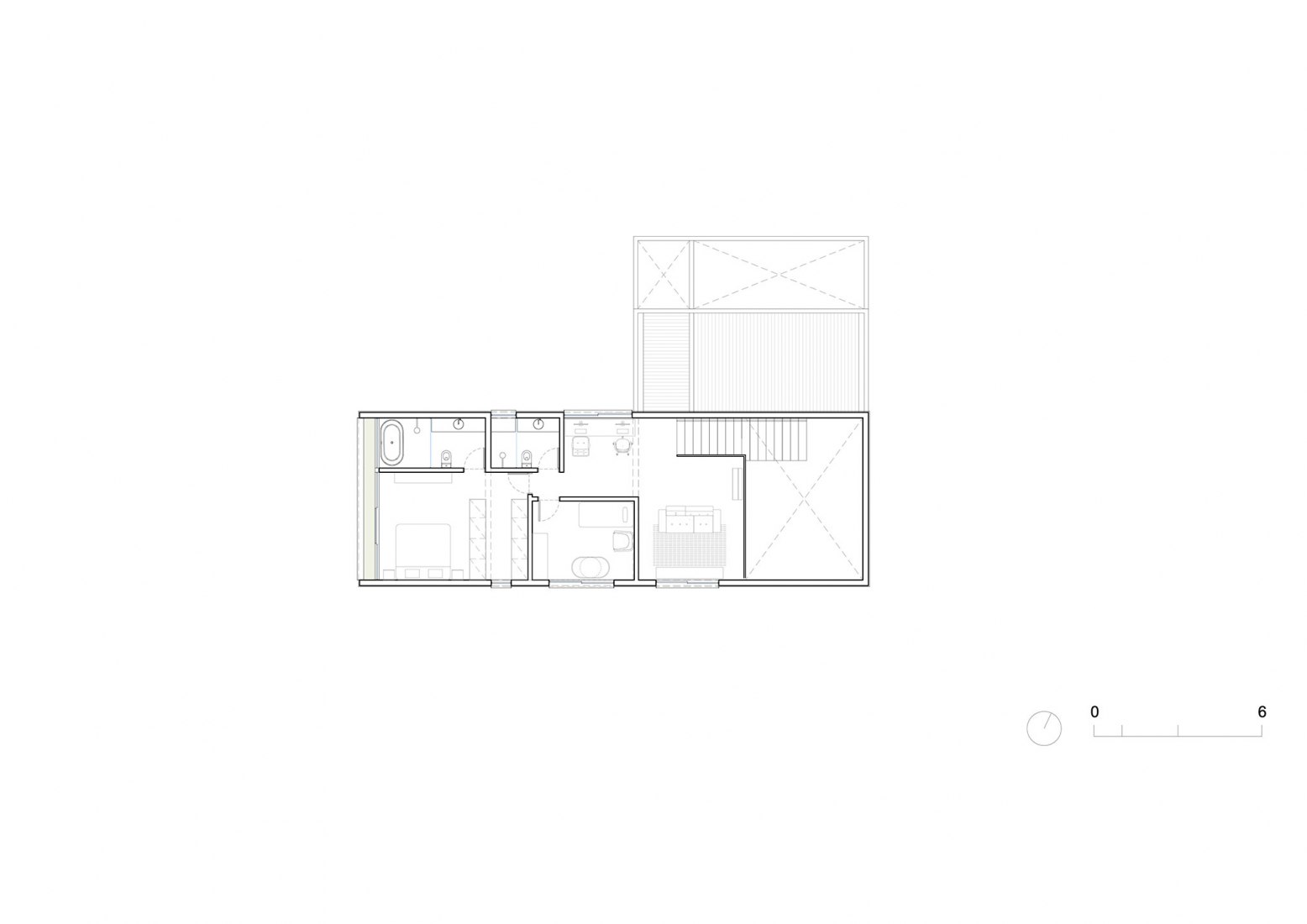 Plano de planta primera. Casa Maenduaba por  BIRI + Brener Lacerda.