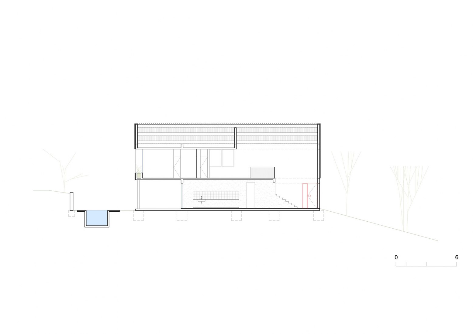 Plano de sección. Casa Maenduaba por  BIRI + Brener Lacerda.