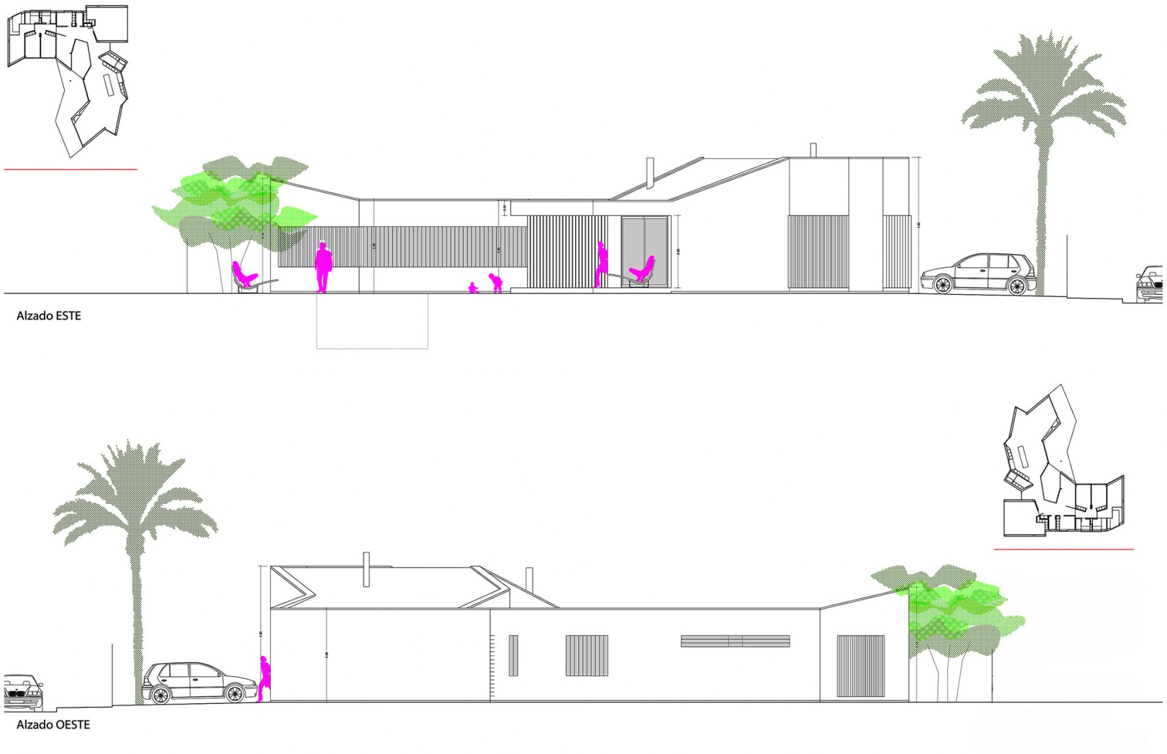 East-West elevation. Matola House by Jaime Sepulcre.