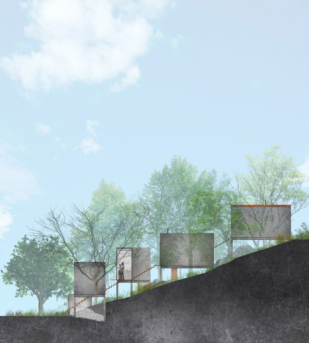 West elevation. Casa Pedregal by Studio Patricia Meneses.