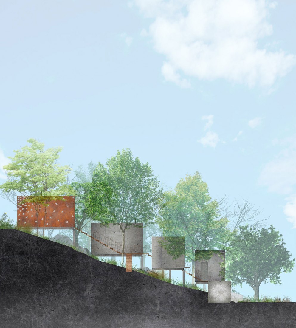 East elevation. Casa Pedregal by Studio Patricia Meneses.
