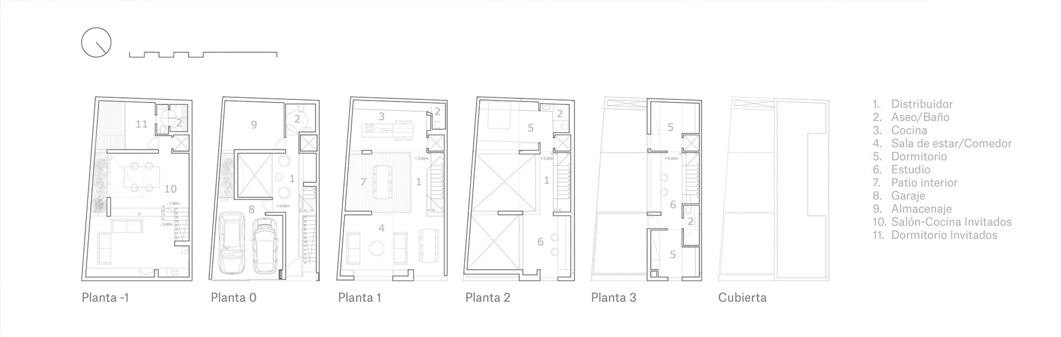 Plano plantas. Casa Guarnón por Fresneda&Zamora. Cortesía de Fresneda&Zamora.