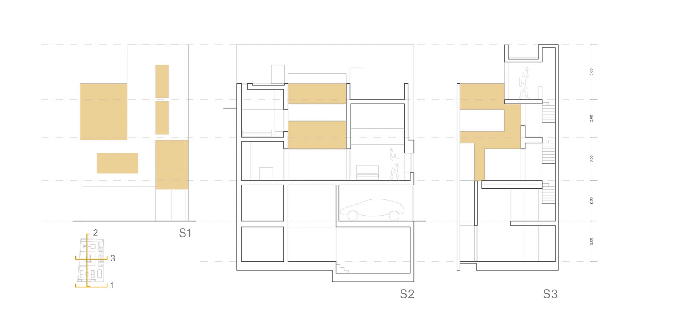 Plano secciones. Casa Guarnón por Fresneda&Zamora. Cortesía de Fresneda&Zamora.