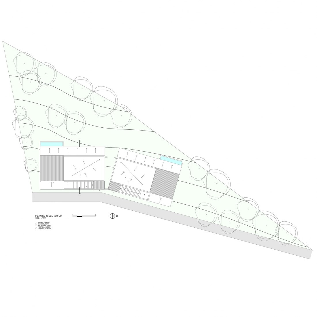 Rooft top plan. MG houses by gonzalo Cabanillas arquitectura.