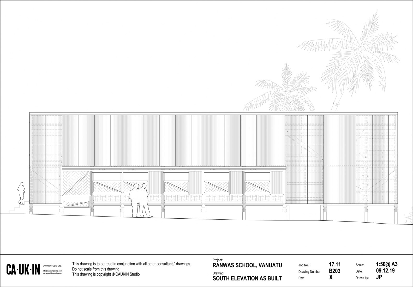 Alzado sur. Escuela Ranwas por CAUKIN Studio