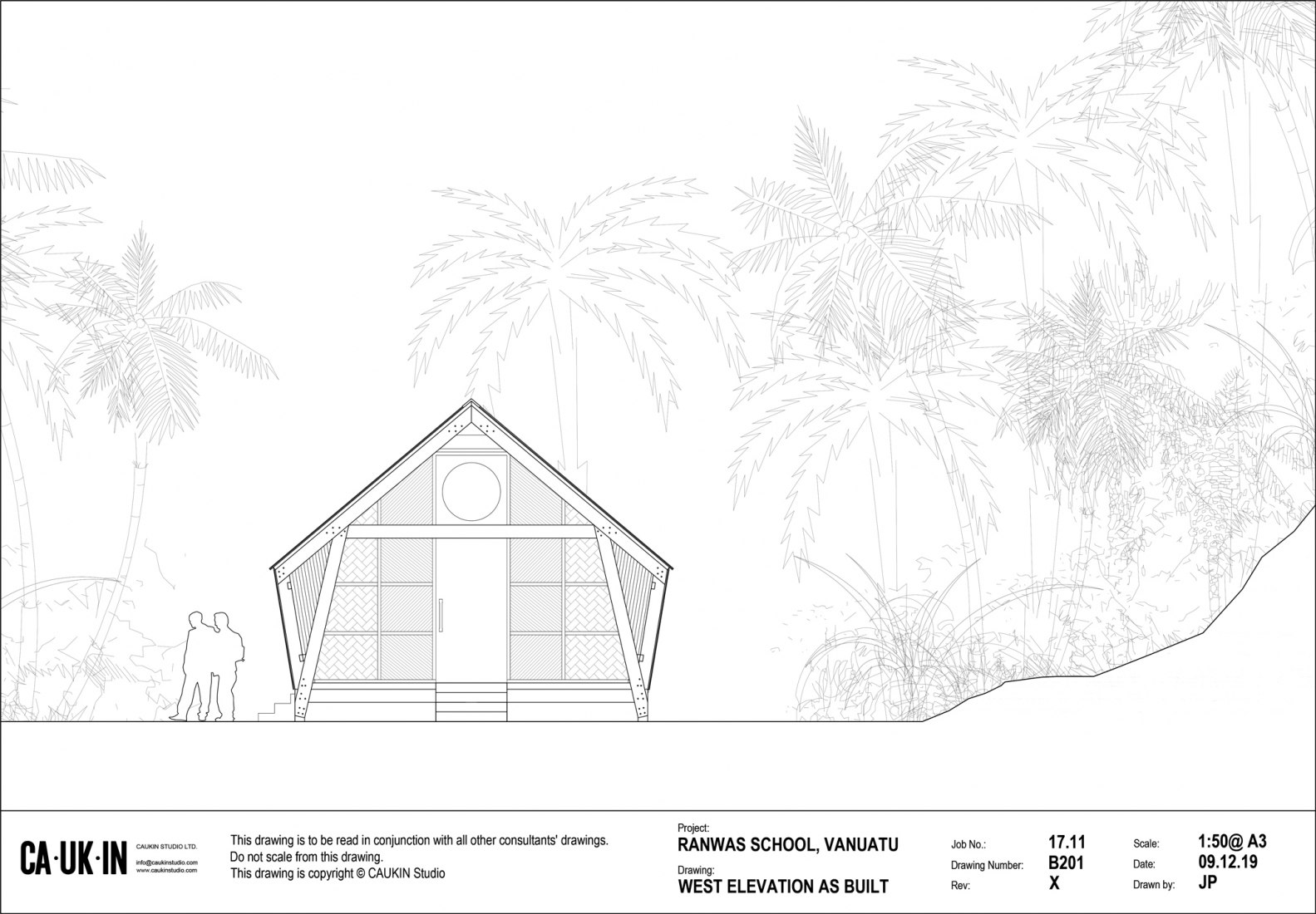 Alzado oeste. Escuela Ranwas por CAUKIN Studio