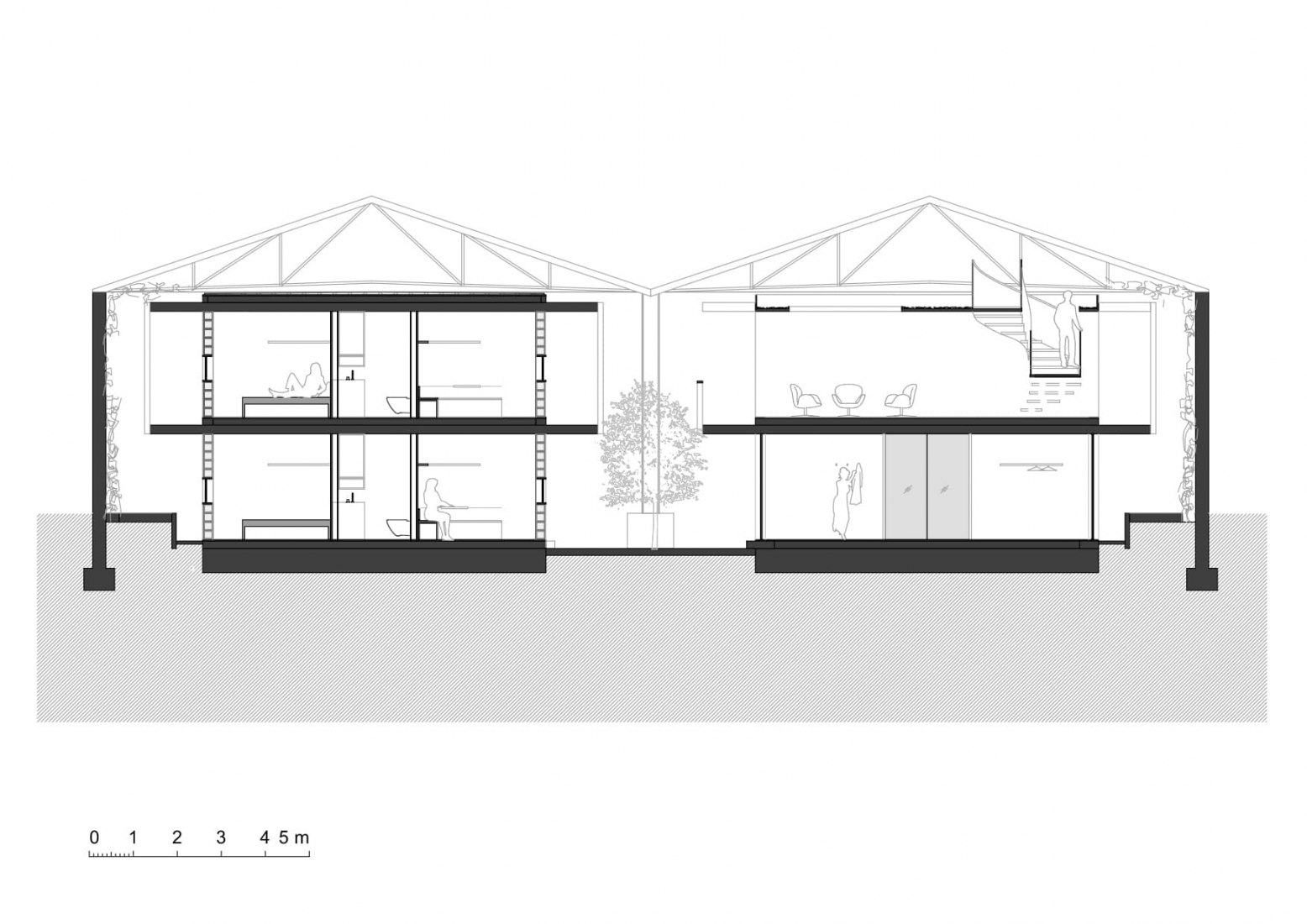 Cross section. Atelier Graas-Hotel Graace by Christian Bauer and Associés architectes
