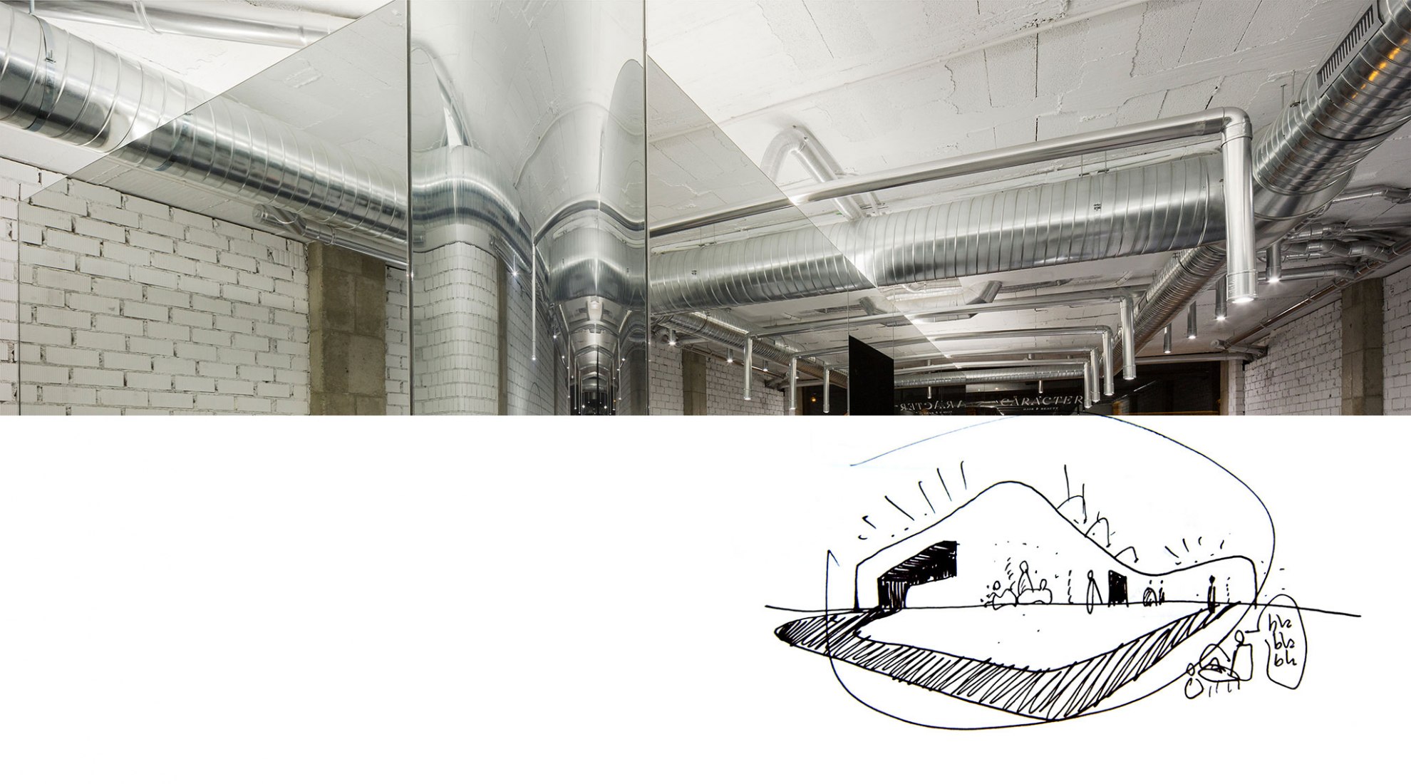 Croquis. Reforma para un centro de estética por Serrano + Baquero Arquitectos. Fotografía por Fernando Alda