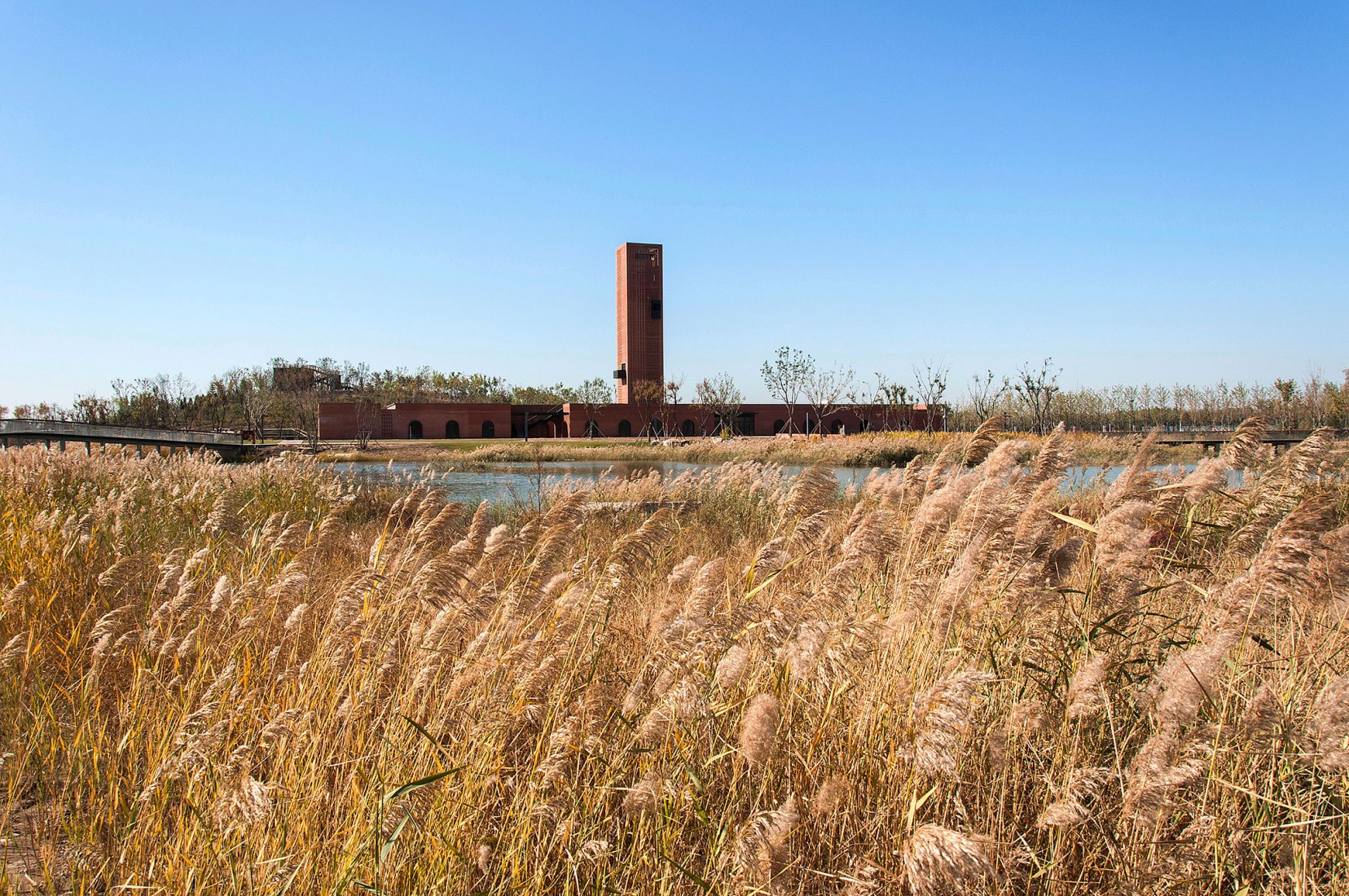 Overlooking east façade away. Tower of Bricks by Interval Architects. Photograph by Zhi Geng