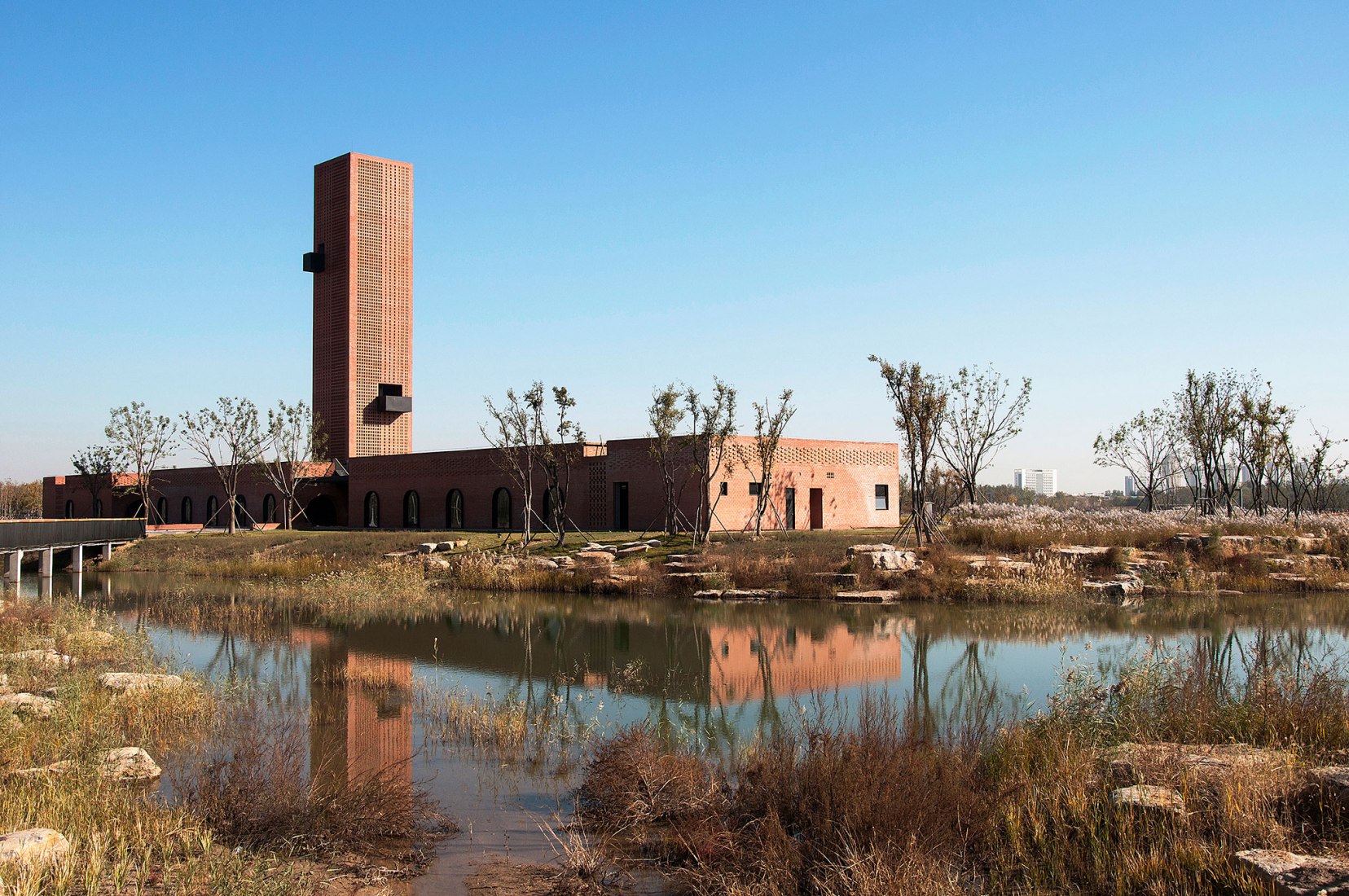 Southwest facade. Tower of Bricks by Interval Architects. Photograph by Zhi Geng