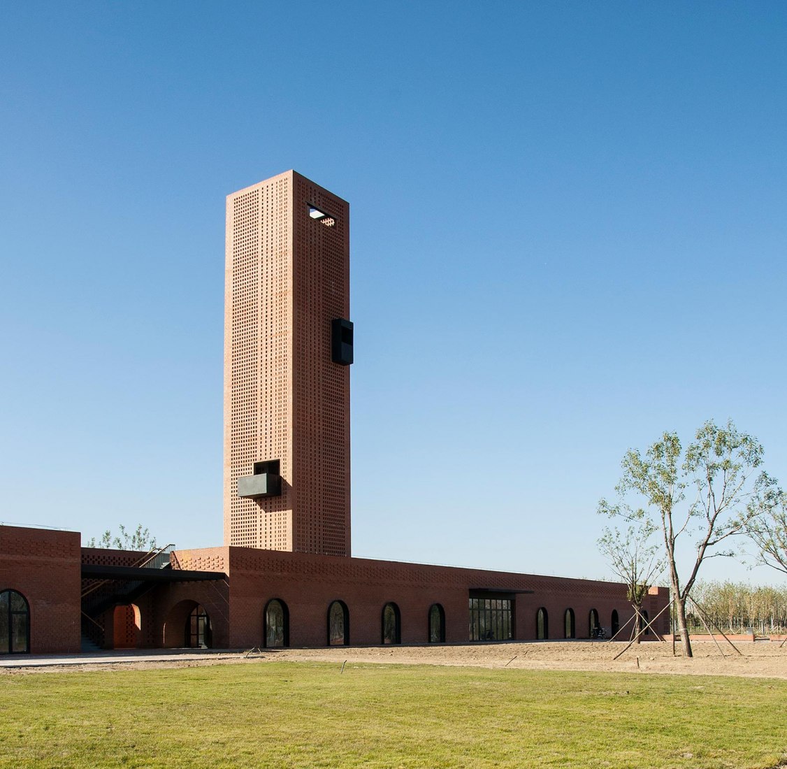 East facade. Tower of Bricks by Interval Architects. Photograph by Zhi Geng