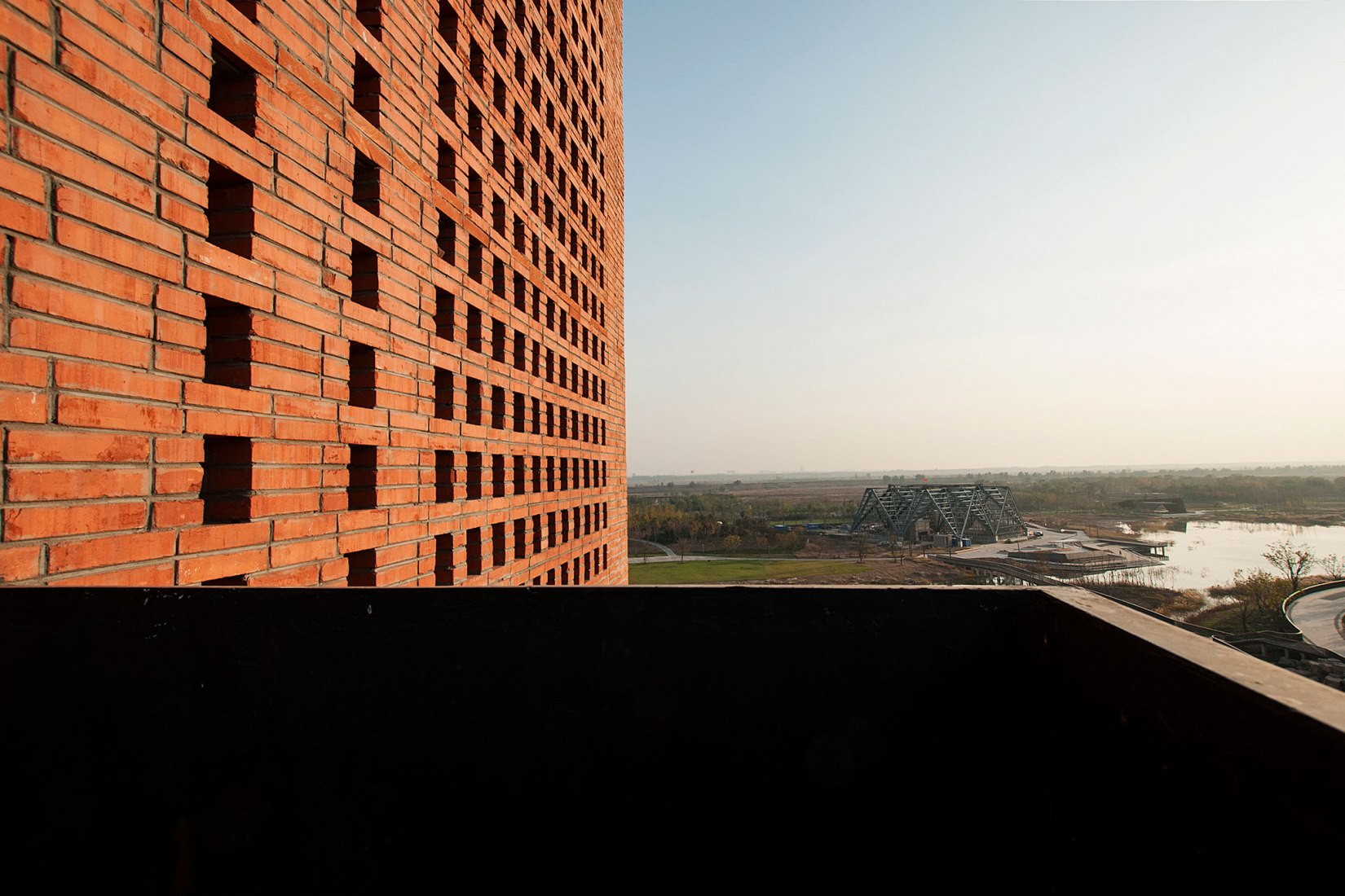 Overlooking the botanic park on the tower. Tower of Bricks by Interval Architects. Photograph by Zhi Geng