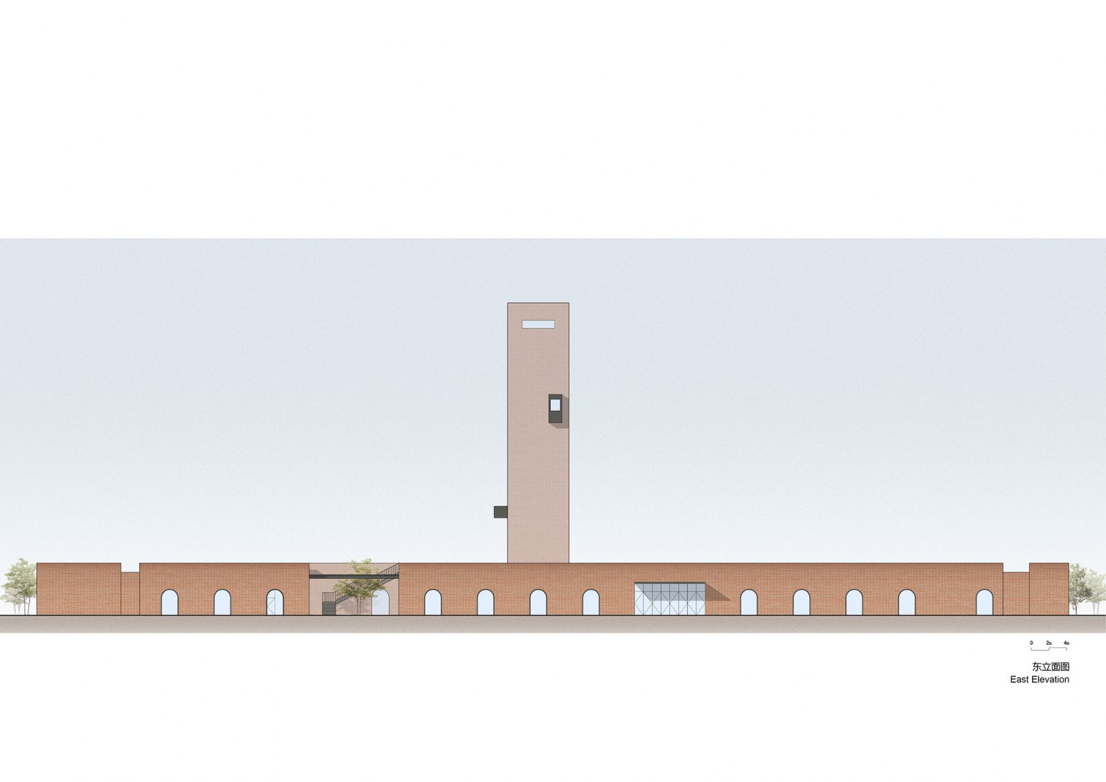 East elevation. Tower of Bricks by Interval Architects.