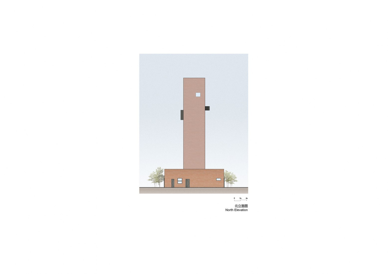 North elevation. Tower of Bricks by Interval Architects.