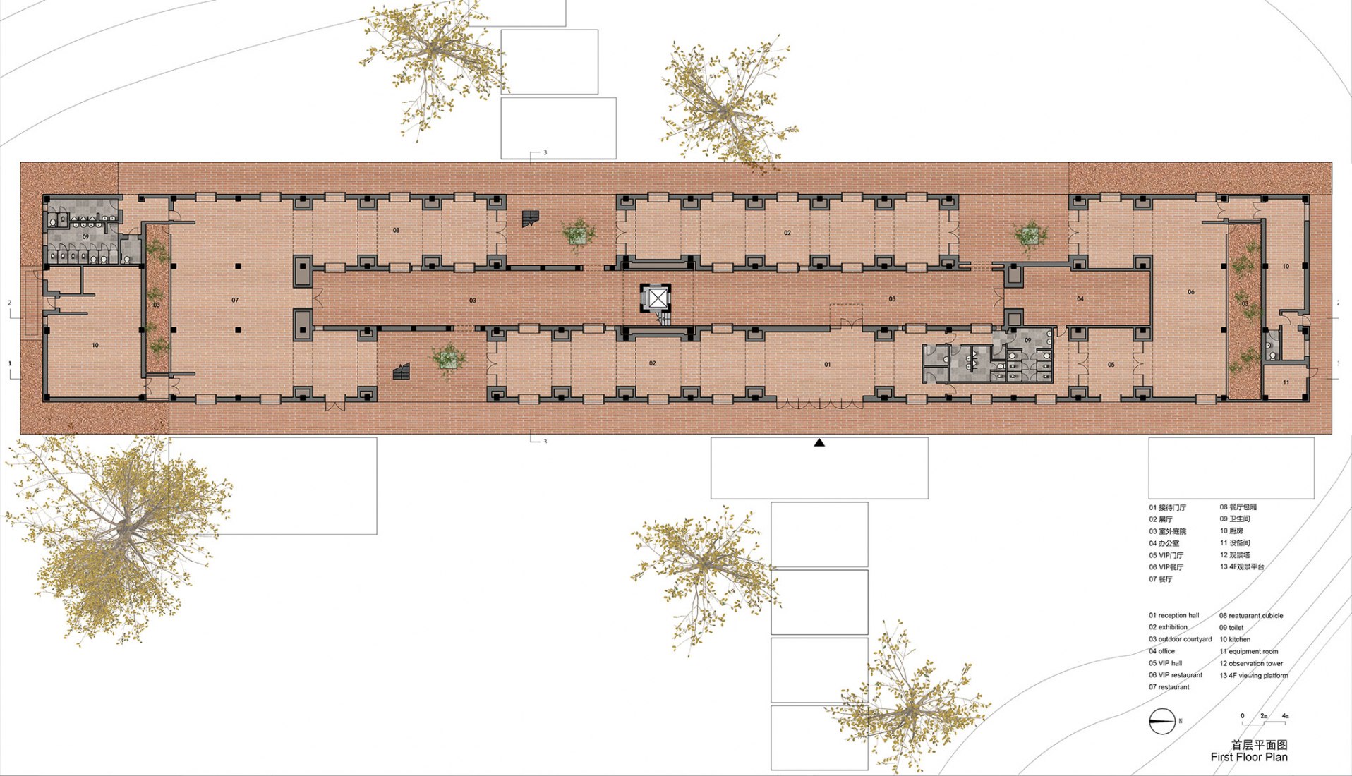 Ground floor plan. Tower of Bricks by Interval Architects.