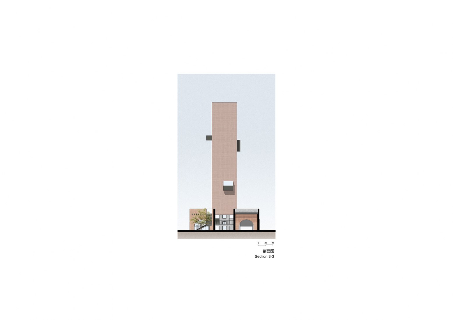 Section. Tower of Bricks by Interval Architects.