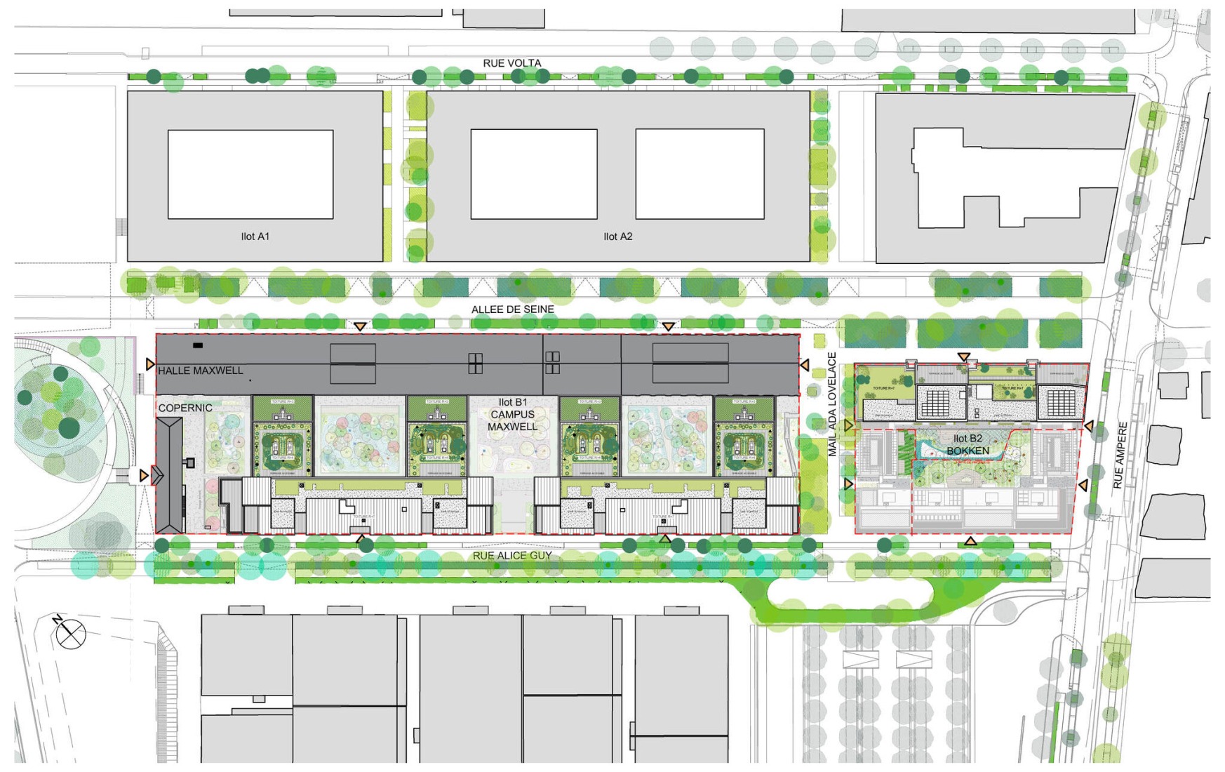Plano de situación, proyecto completo. Viviendas de la Villa Olímpica por chaixetmorel.