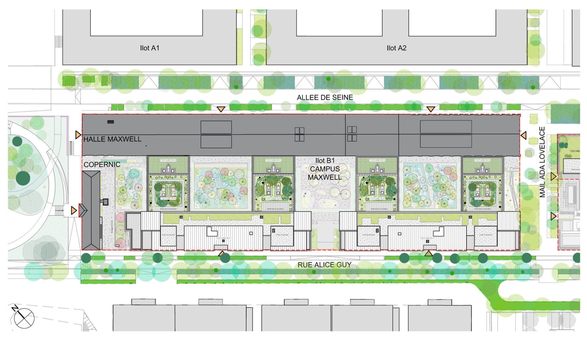 Plano de planta, edificio 1. Viviendas de la Villa Olímpica por chaixetmorel.