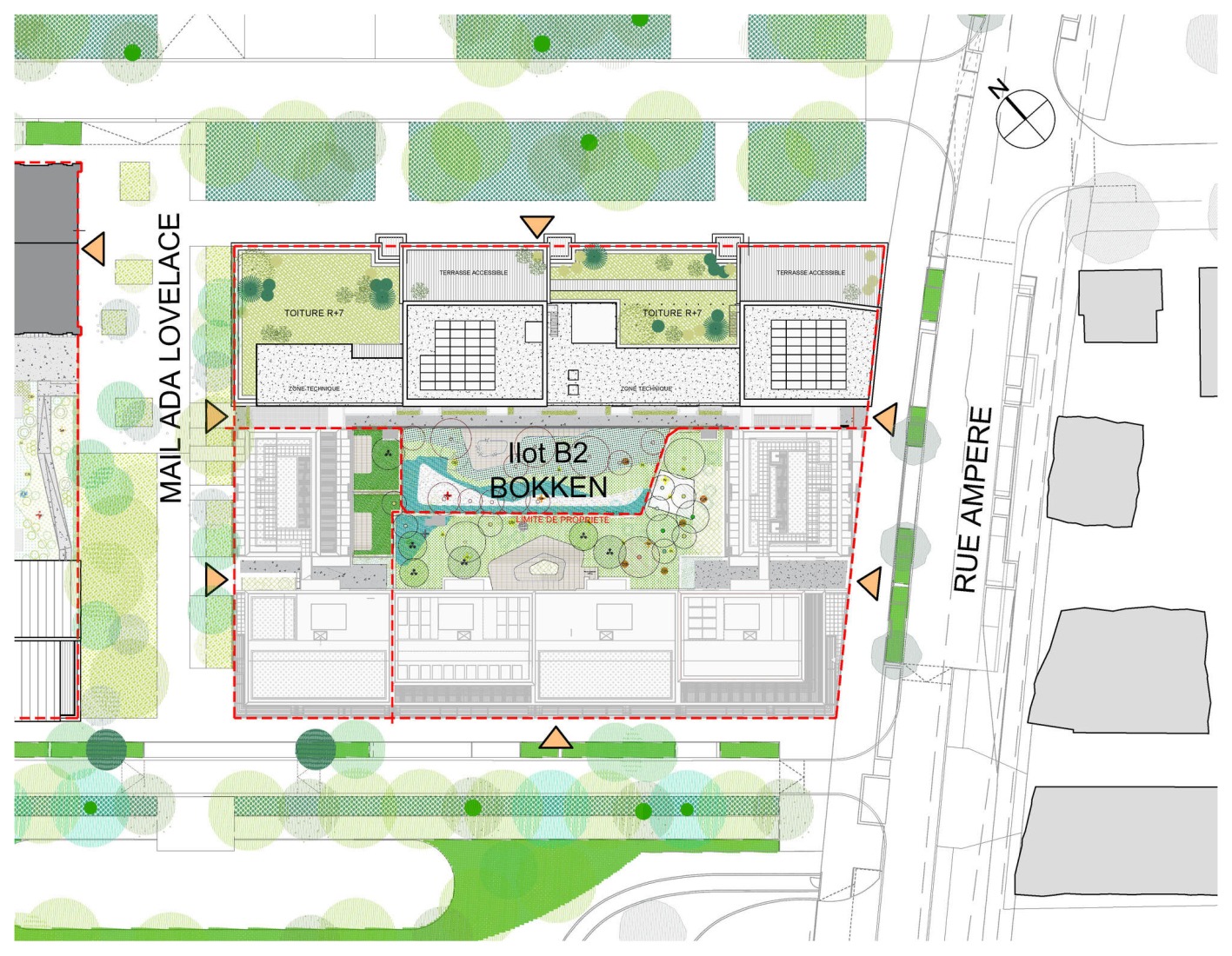 Plano de planta, edificio 2. Viviendas de la Villa Olímpica por chaixetmorel.