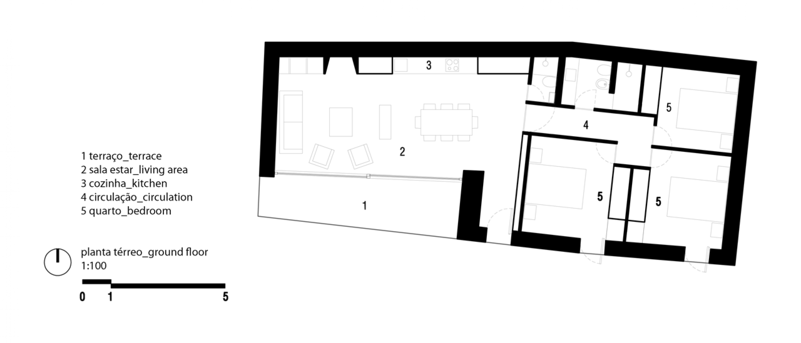 Plano de la Casa Chanca diseñada por Manuel Cachão Tojal. Imagen © Manuel Cachão Tojal.
