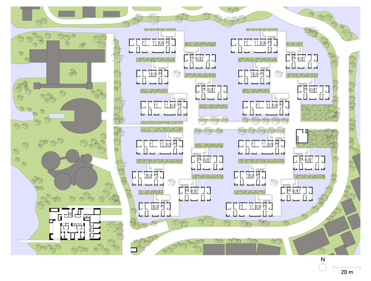 Plano de situación local. Xixi Wetland Estate por David Chipperfield Architects. 