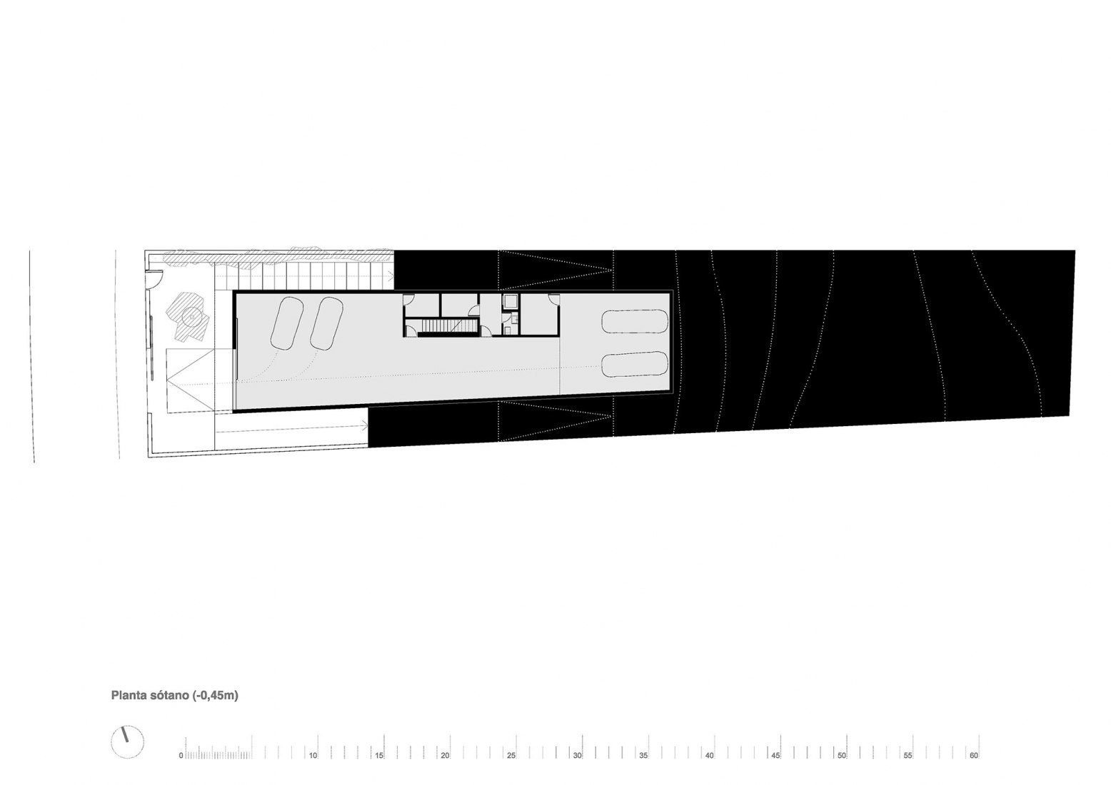 Basement floor plan. Kais House by Ciria Álvarez Arquitectos.