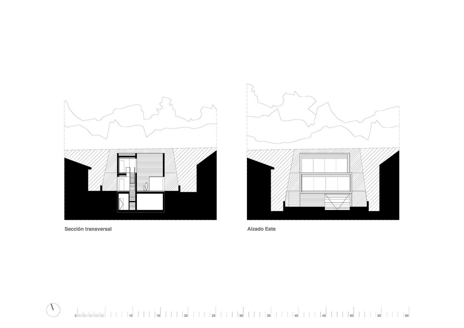 Section + Elevation. Kais House by Ciria Álvarez Arquitectos.