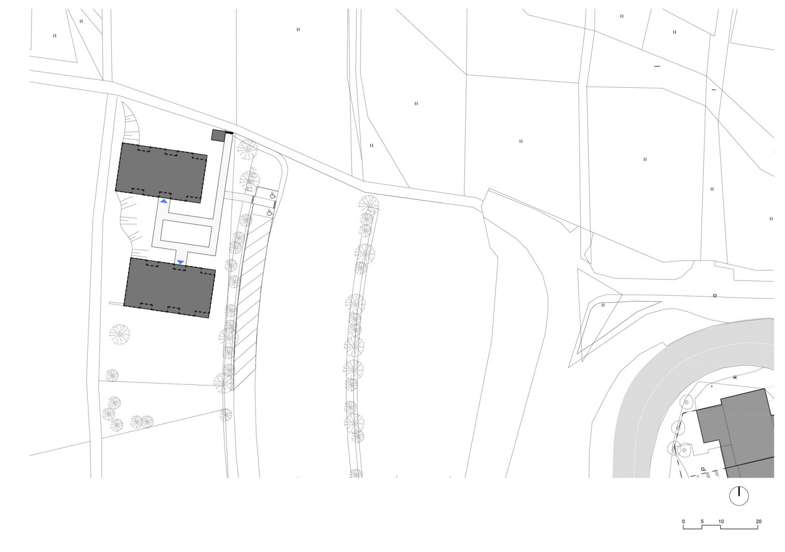 Plano de situación. Edificios de apartamentos al pie de las montañas Jeseníky por CL3. 