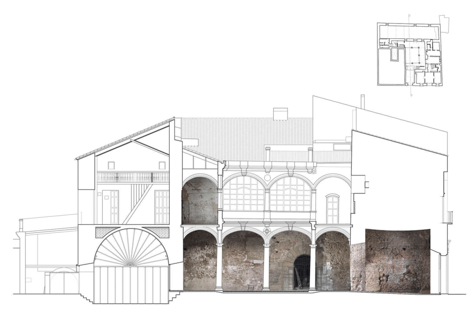 Section. Renovation of Betxí's Palau-Castell renaissance cloister by el fabricante de espheras.