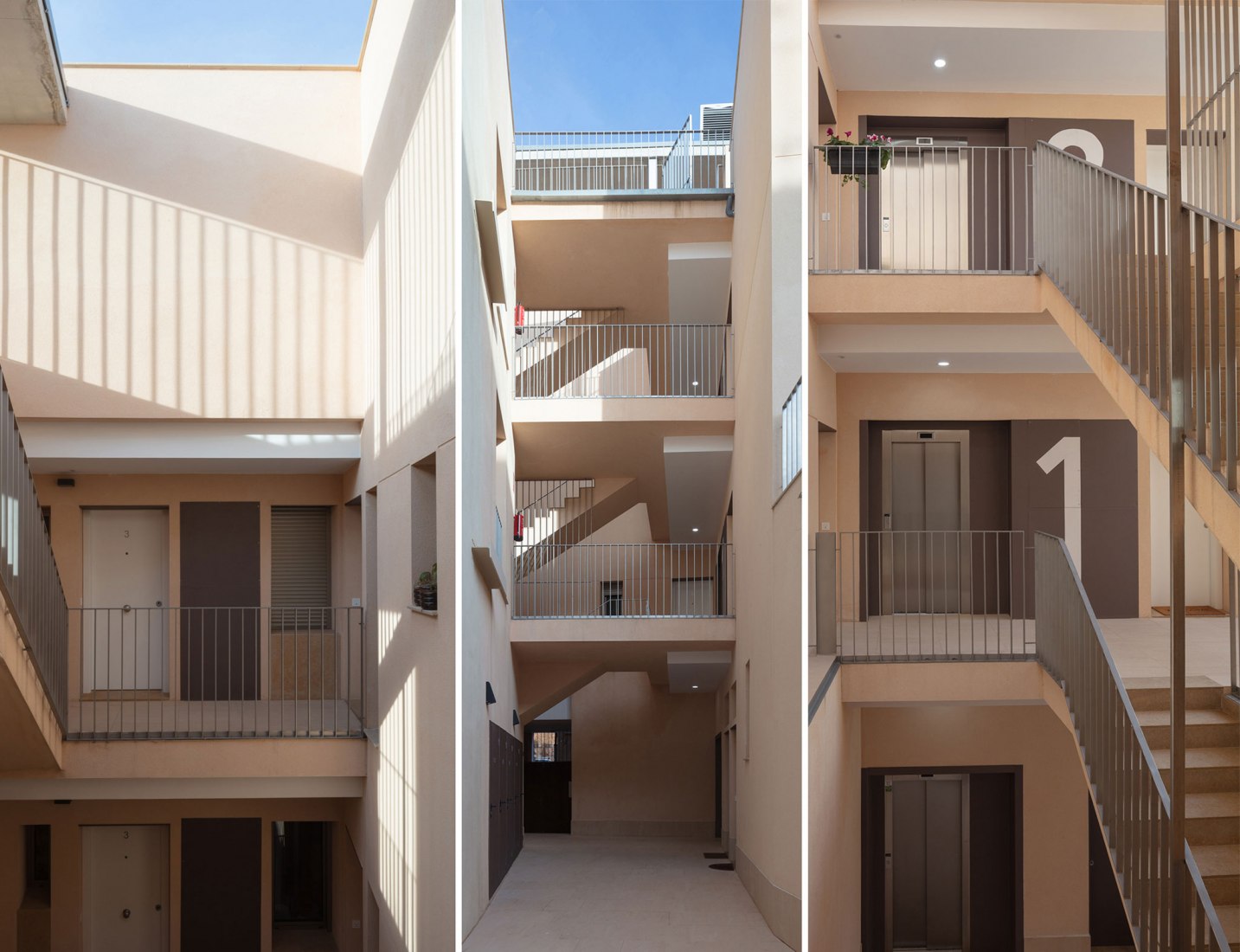 Refurbishment of 12 homes on Calle Sant Simó on the corner of Don Magí by Rosa Brullet- Puig i Cadafalch of Mataró Awards. Photograph by Rosa Brullet.