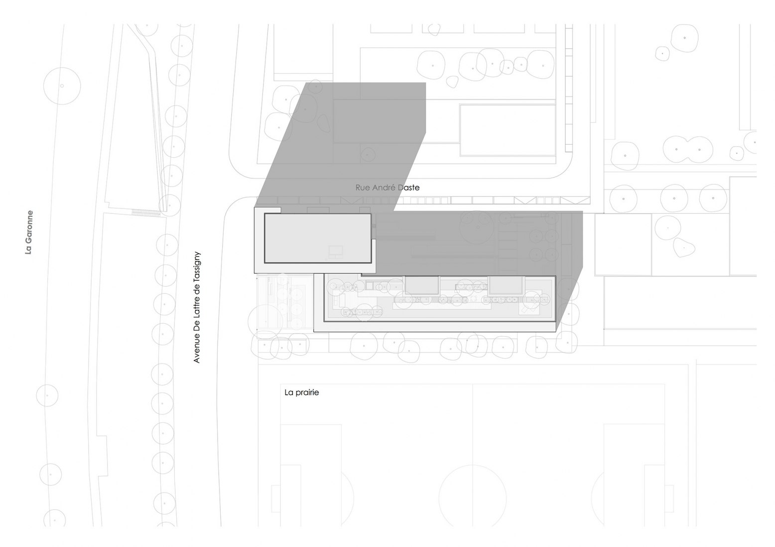 Plano de emplazamiento. 110 Viviendas en Toulouse por CoBe Architecture et Paysage.