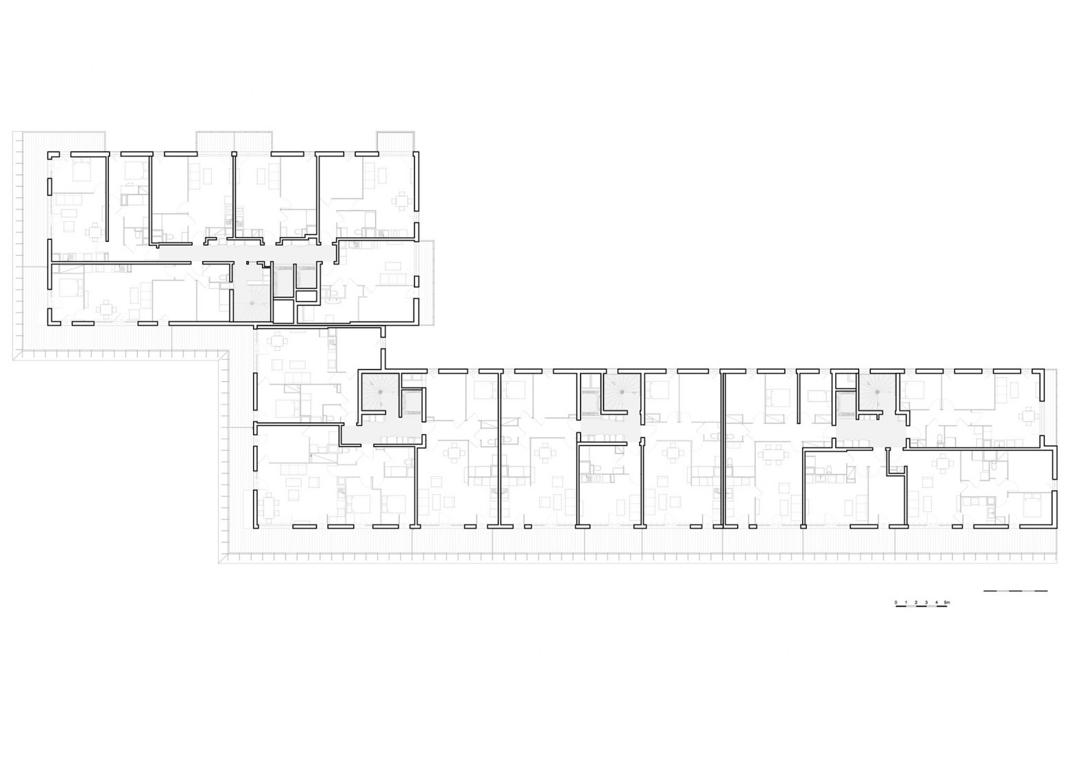 Planta tercera. 110 Viviendas en Toulouse por CoBe Architecture et Paysage