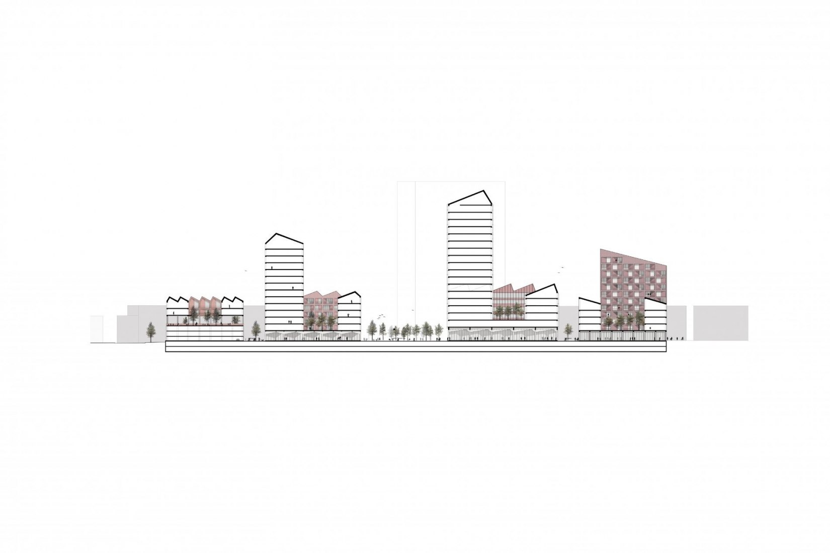 Sections. Europahafenkopf, new housing and office complex by COBE