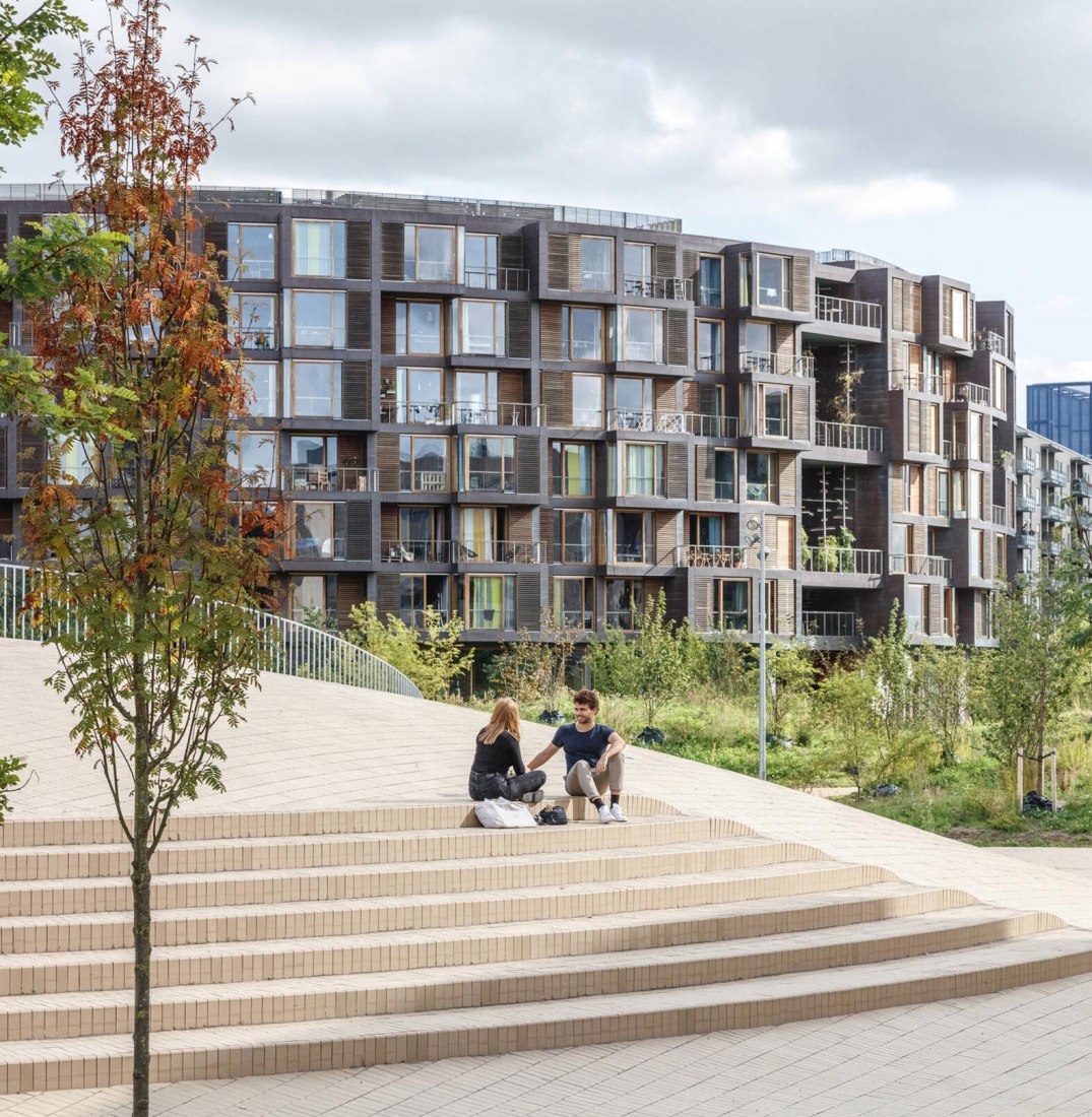 Bicycle parking under the hills. Karen Blixens Plads by COBE The