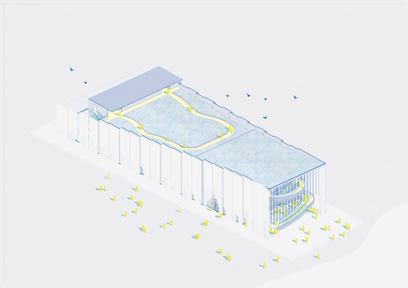 Axonometry. Theatrum Naturae by Coldefy and Carlo Ratti Architetti.
