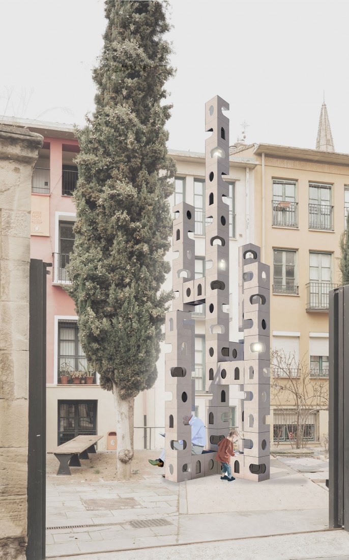 Taburete tower por SZCZ Jakub Szczesny. Casa Farias - Caritas. Concéntrico 05. Fotografía cortesía de Concéntrico
