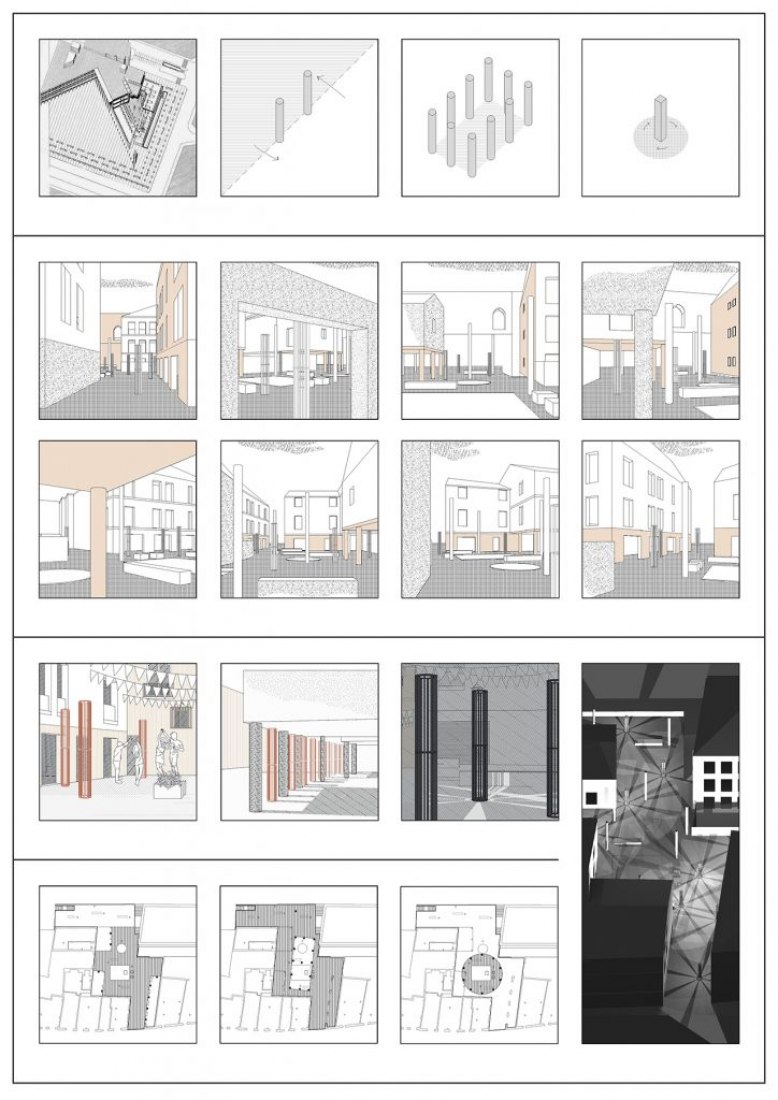 Las columnas misteriosas por EBBA Architects. Plaza Santa Ana. Ganadores de las convocatorias. Concéntrico 05. Fotografía cortesía de Concéntrico