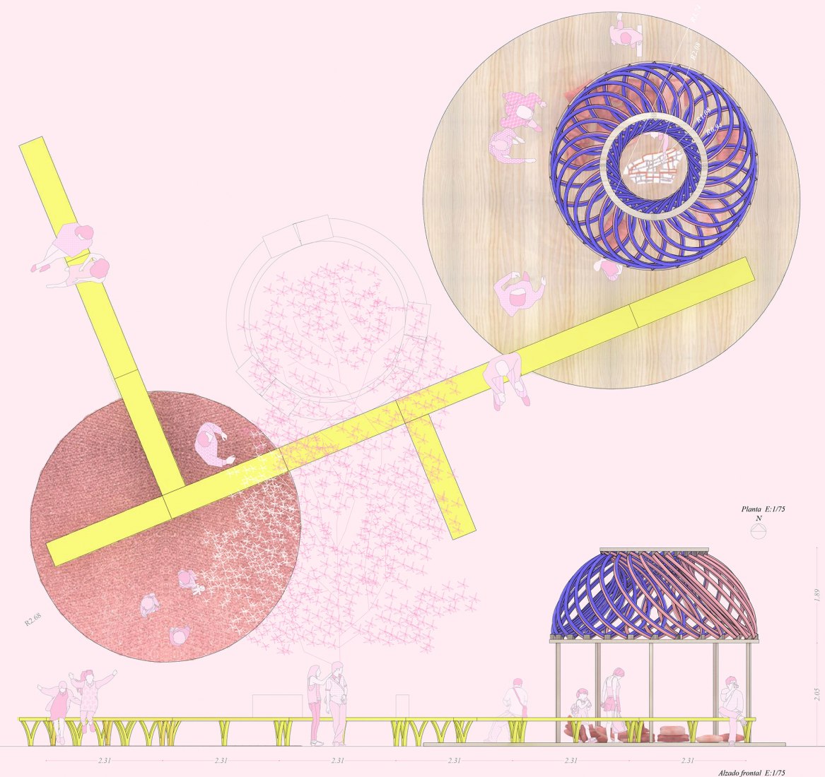 "Amanita Muscaria" by Paula Mena , Patricia Ramos y Miriam Alonso. Square "escuelas Trevijano"'Pavillion. Courtesy of Concéntrico 