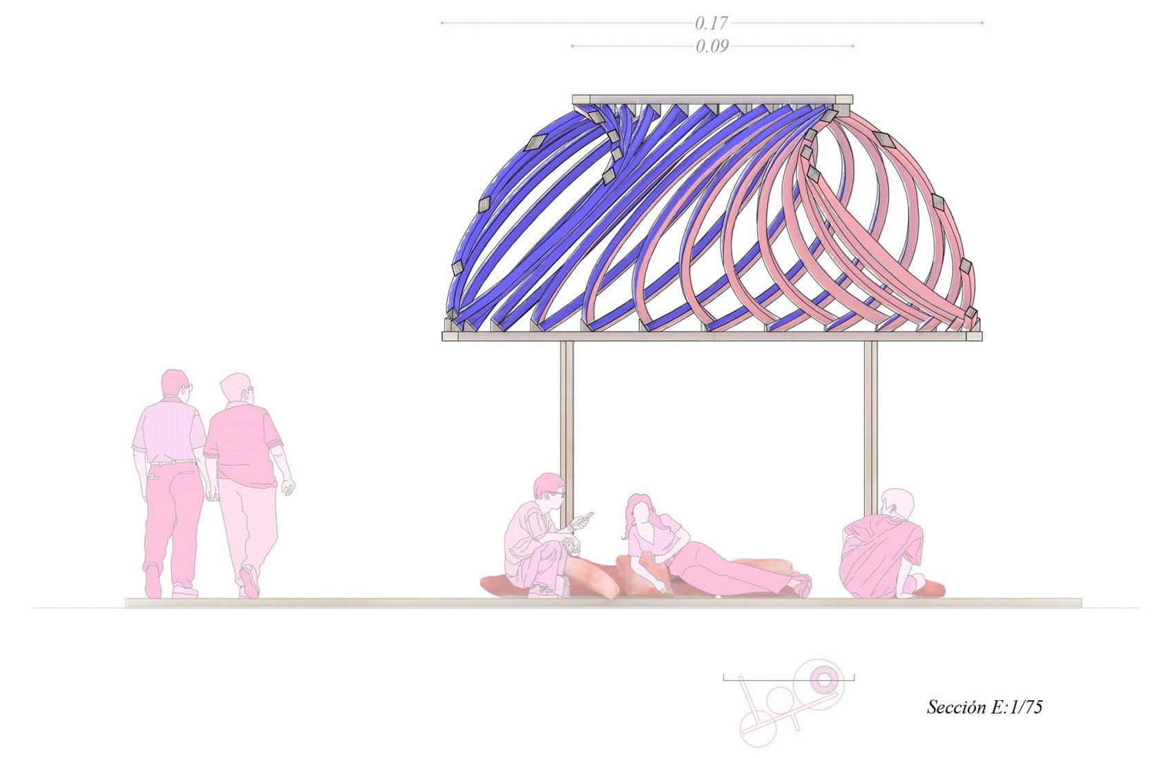 "Amanita Muscaria" by Paula Mena , Patricia Ramos y Miriam Alonso. Square "escuelas Trevijano"'Pavillion. Courtesy of Concéntrico 
