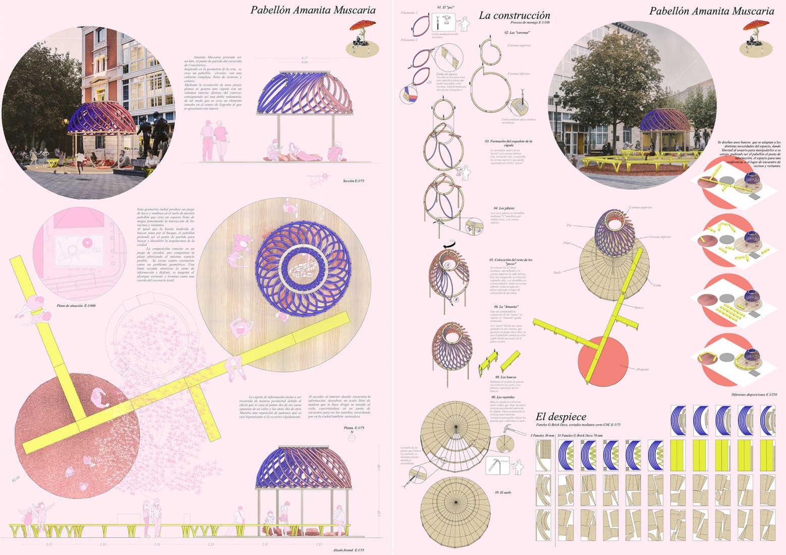 "Amanita Muscaria" by Paula Mena , Patricia Ramos y Miriam Alonso. Square "escuelas Trevijano"'Pavillion. Courtesy of Concéntrico 