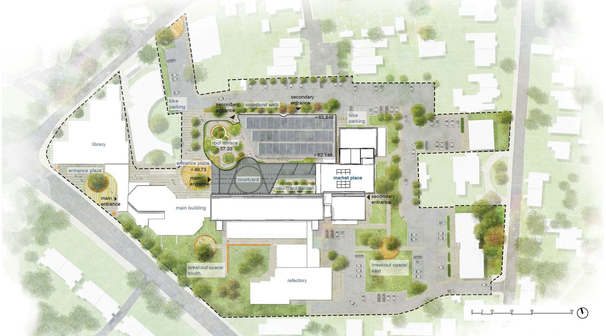 Site plan. Business School for the Creative Industries by UNStudio.
