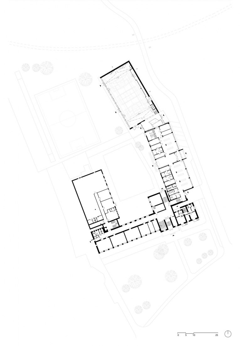 Ground floor plan. Nový Hrozenkov Primary School Sports Hall by Consequence forma architects.