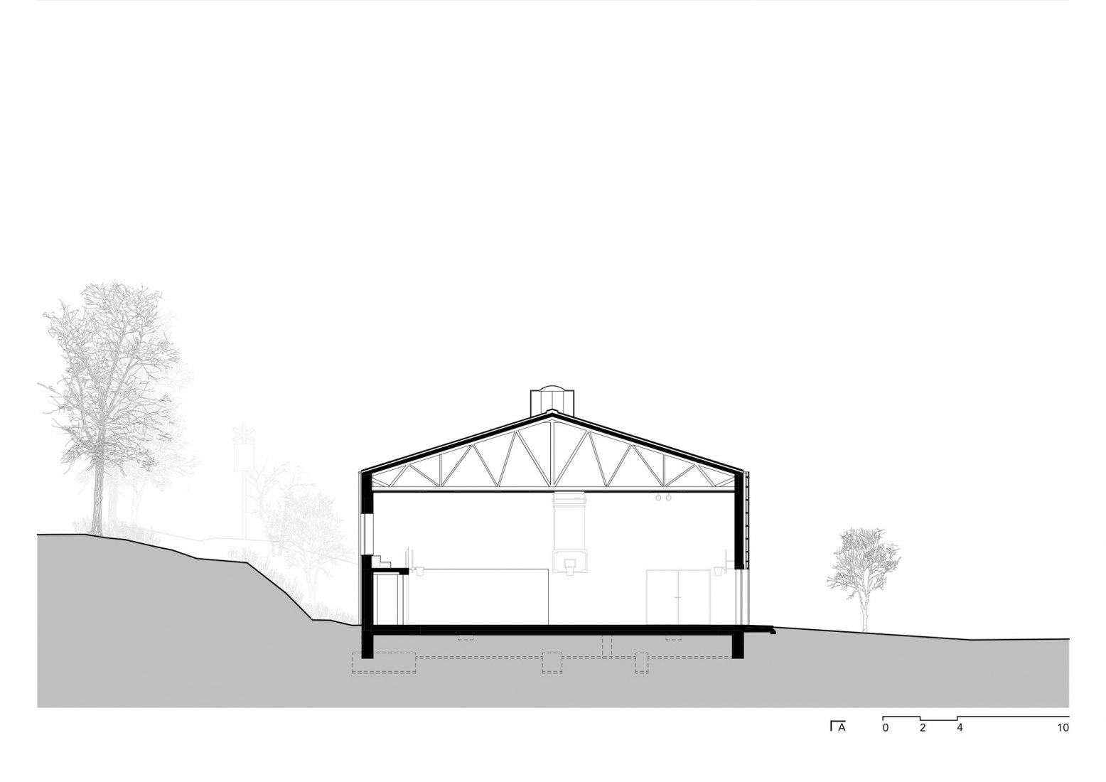 Section. Nový Hrozenkov Primary School Sports Hall by Consequence forma architects.