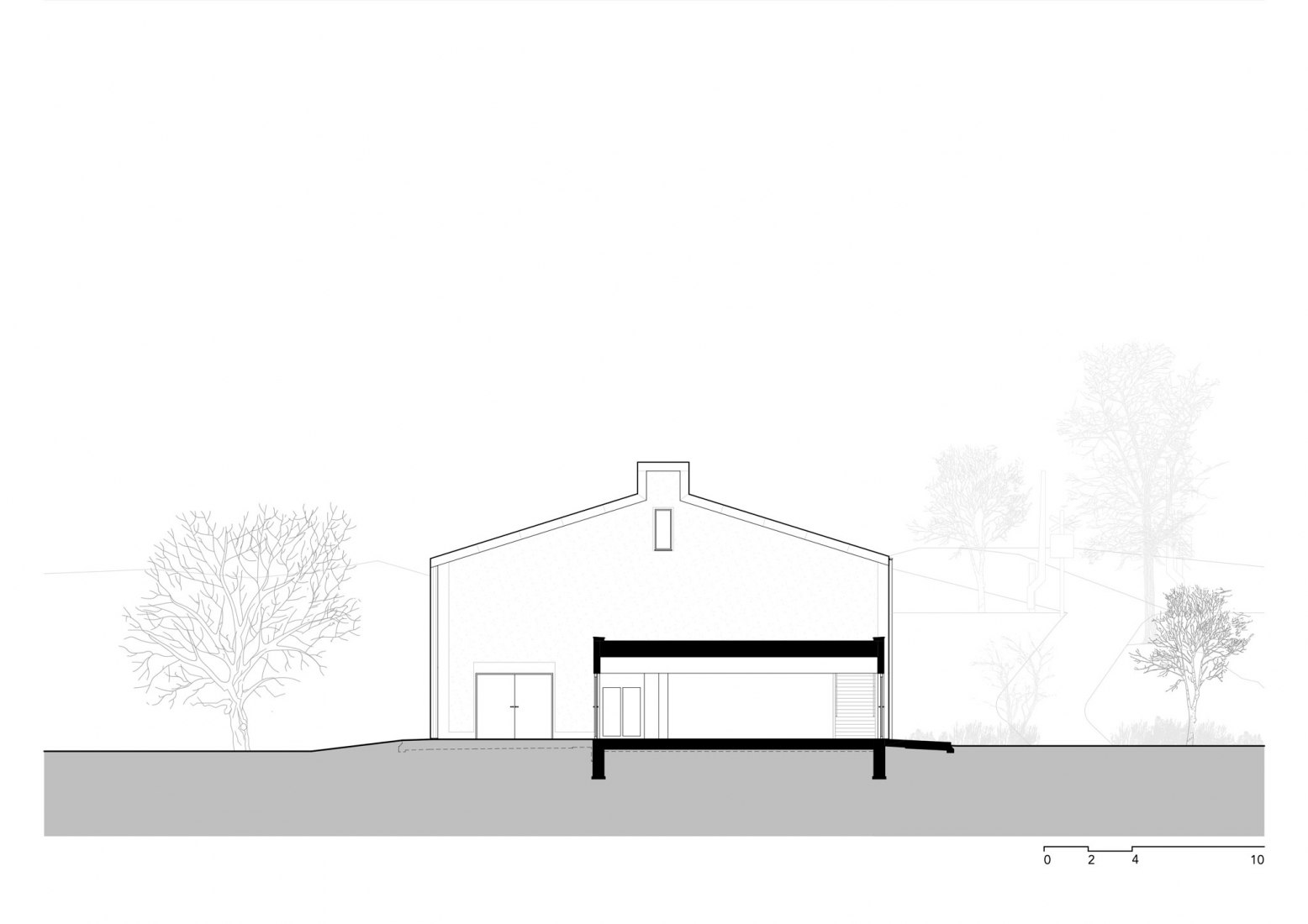 Section. Nový Hrozenkov Primary School Sports Hall by Consequence forma architects.