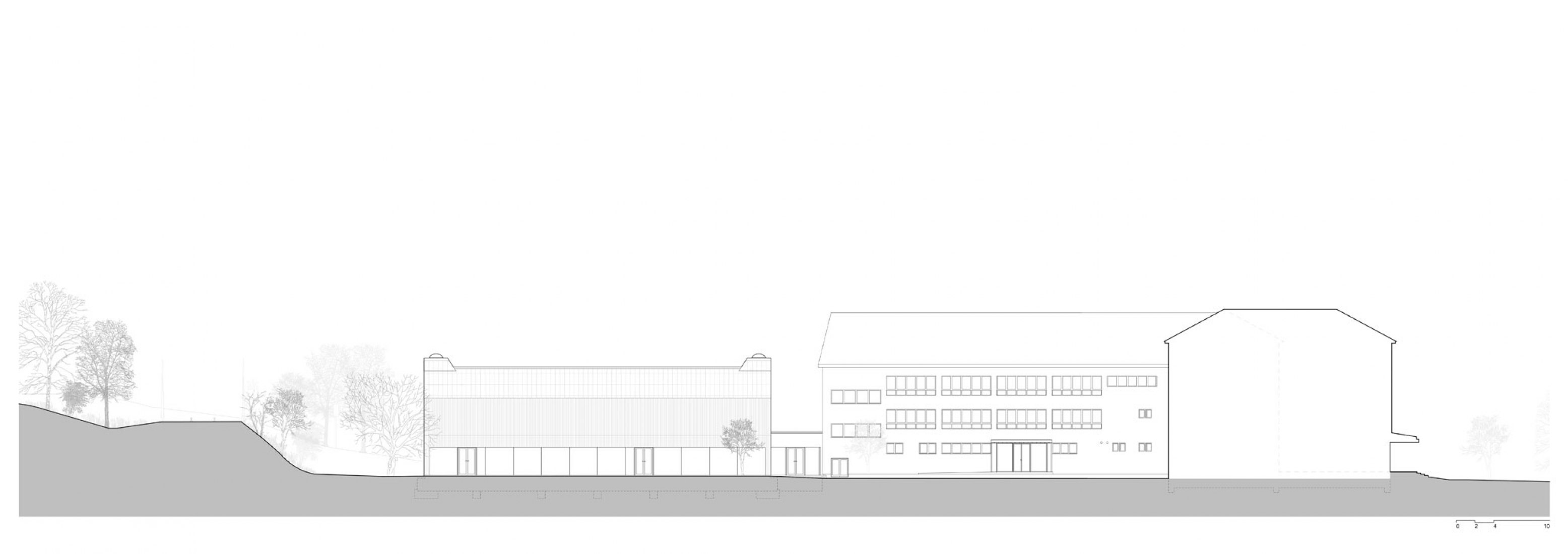 Façade. Nový Hrozenkov Primary School Sports Hall by Consequence forma architects.