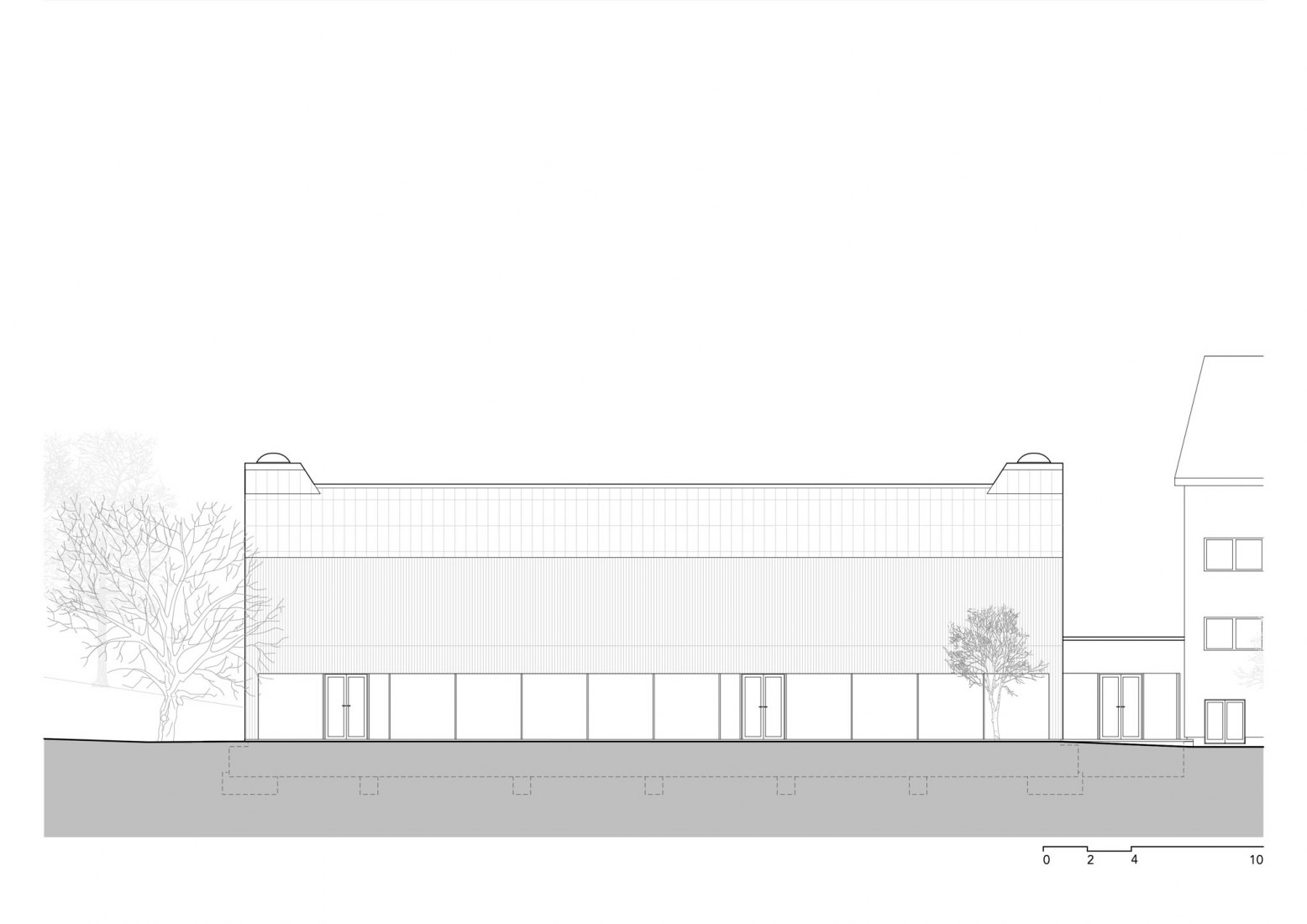 Façade. Nový Hrozenkov Primary School Sports Hall by Consequence forma architects.