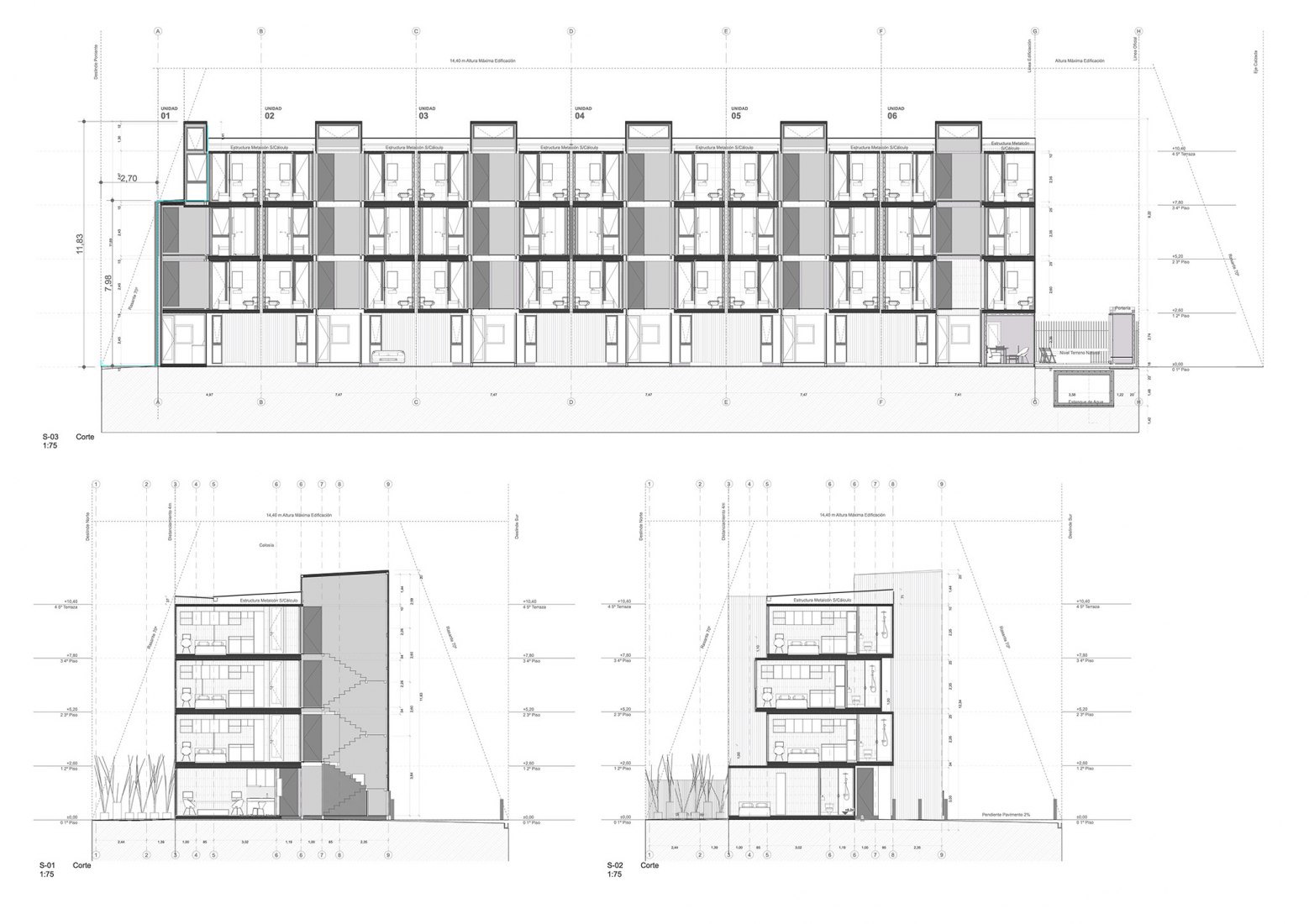 Sección. «Container Building» por Hsu-Rudolphy Architects.